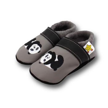 Lederpuschen Panda auf grau